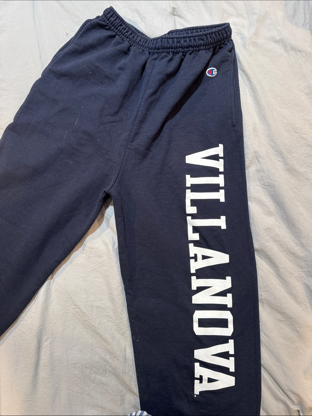 Champion Navy Sweatpants with White VILLANOVA Lettering - Medium